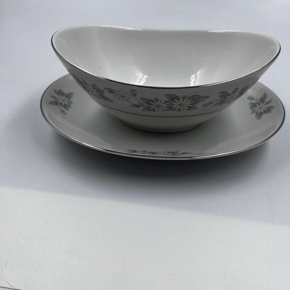 Mikasa Vintage Gravy Boat Bowl On Plate Set Daisy Pattern China Piece - Picture 6 of 11